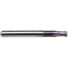 Emuge - 8mm Diam, 7mm LOC, 2 Flute Solid Carbide Roughing & Finishing End Mill - TiAlN Finish, 63mm OAL, 8mm Shank Diam, Cylindrical Shank, 30° Helix, Stub Length - Exact Tooling