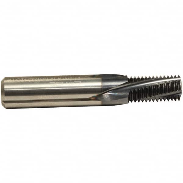 Emuge - 1/2-14 NPT, 0.561" Cutting Diam, 4 Flute, Solid Carbide Helical Flute Thread Mill - External Thread, 1.03" LOC, 3-1/2" OAL, 5/8" Shank Diam - Exact Tooling