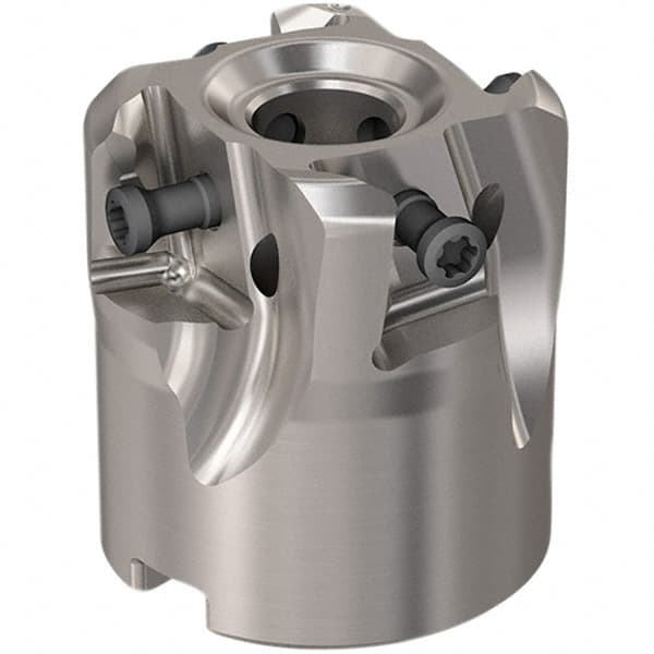 Seco - 4 Inserts, 1-1/2" Cut Diam, 12.7mm Arbor Diam, 12mm Max Depth of Cut, Indexable Square-Shoulder Face Mill - 90° Lead Angle, 40mm High, LOEX12 Insert Compatibility, Through Coolant, Series 220.94-12 - Exact Tooling