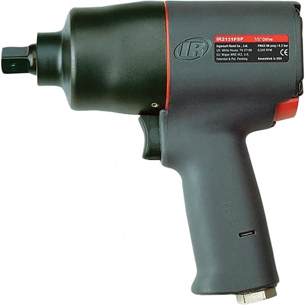 Ingersoll-Rand - 1/2" Drive, 9,500 RPM, 600 Ft/Lb Torque Impact Wrench - Pistol Grip Handle, 1,250 IPM, 23 CFM, 90 psi, 1/4" NPTF Inlet - Exact Tooling