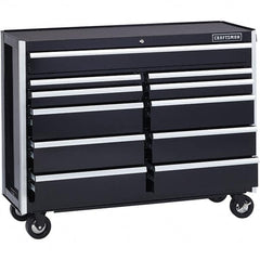 Craftsman - 11 Drawer 1,200 Lb Capacity Steel Tool Roller Cabinet - 52" Wide x 40-3/4" High x 18" Deep, Roller Bearing Drawer Slides, Black - Exact Tooling