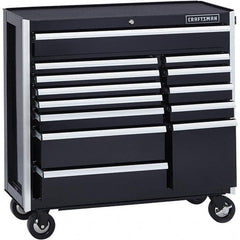 Craftsman - 13 Drawer 1,200 Lb Capacity Steel Tool Roller Cabinet - 41" Wide x 40-3/4" High x 18" Deep, Roller Bearing Drawer Slides, Black - Exact Tooling