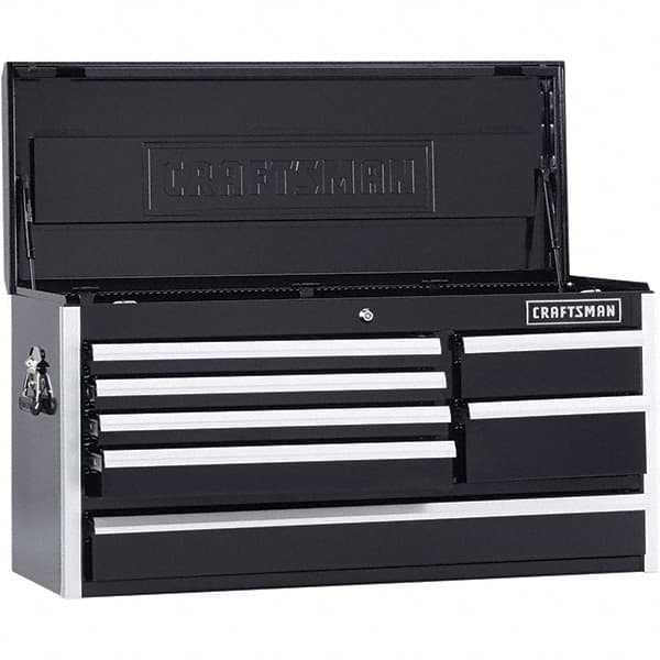 Craftsman - 1 Compartment 7 Drawer Top Tool Chest - 40-1/2" Wide x 16" Deep x 19-3/4" High, Steel, Black - Exact Tooling