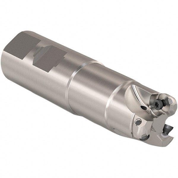 Seco - 20mm Cutting Diam, 32mm Shank Diam, 6mm Max Depth of Cut, Weldon Shank Indexable Copy End Mill - 3 Inserts, RP.. 1204 Insert, 217.29I-06 Toolholder, Steel, Through Coolant - Exact Tooling