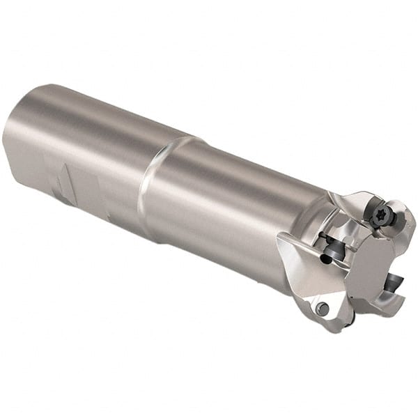 Seco - 28mm Cutting Diam, 32mm Shank Diam, 6mm Max Depth of Cut, Weldon Shank Indexable Copy End Mill - 4 Inserts, RP.. 1204 Insert, 217.29I-06 Toolholder, Steel, Through Coolant - Exact Tooling