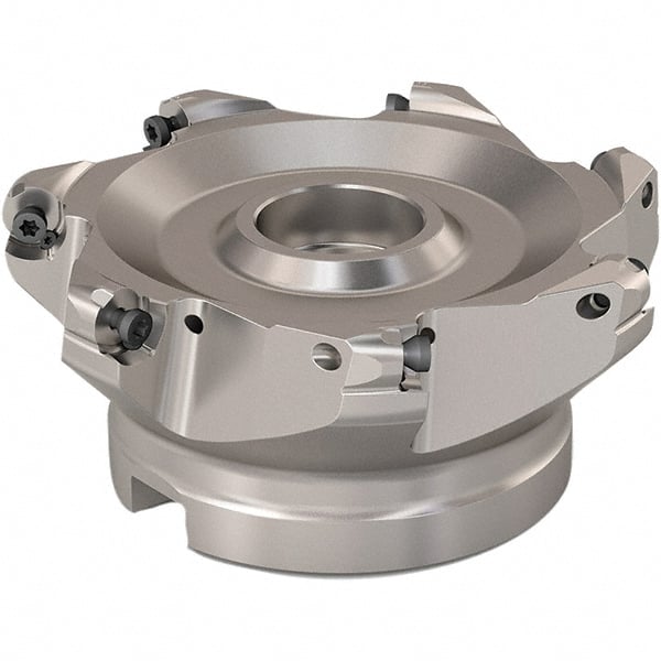 Seco - 100mm Cut Diam, 6mm Max Depth, 32mm Arbor Hole, 7 Inserts, RP..1204 Insert Style, Indexable Copy Face Mill - R220.29 Cutter Style, 8,400 Max RPM, 63mm High, Through Coolant, Series R220.29 - Exact Tooling