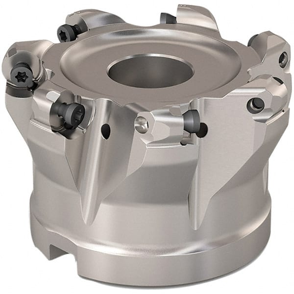 Seco - 64.2mm Cut Diam, 6mm Max Depth, 1" Arbor Hole, 7 Inserts, RP..1204 Insert Style, Indexable Copy Face Mill - R220.29 Cutter Style, 10,000 Max RPM, 2 High, Through Coolant, Series R220.29 - Exact Tooling