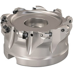 Seco - 89.6mm Cut Diam, 6mm Max Depth, 1-1/2" Arbor Hole, 9 Inserts, RP..1204 Insert Style, Indexable Copy Face Mill - R220.29 Cutter Style, 8,800 Max RPM, 2 High, Through Coolant, Series R220.29 - Exact Tooling