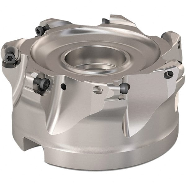 Seco - 89.6mm Cut Diam, 6mm Max Depth, 1-1/2" Arbor Hole, 7 Inserts, RP..1204 Insert Style, Indexable Copy Face Mill - R220.29 Cutter Style, 8,800 Max RPM, 2 High, Through Coolant, Series R220.29 - Exact Tooling