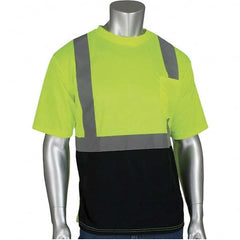 PIP - Size 5XL Black & Hi-Vis Yellow High Visibility Short Sleeve T-Shirt - Exact Tooling