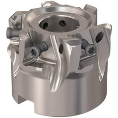 Seco - 6 Inserts, 50mm Cut Diam, 22mm Arbor Diam, 12mm Max Depth of Cut, Indexable Square-Shoulder Face Mill - 90° Lead Angle, 40mm High, LOEX12 Insert Compatibility, Through Coolant, Series 220.94-12 - Exact Tooling