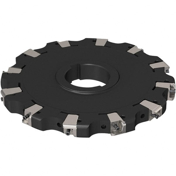 Seco - Arbor Hole Connection, 0.669" Cutting Width, 2-1/2" Depth of Cut, 200mm Cutter Diam, 50mm Hole Diam, 6 Tooth Indexable Slotting Cutter - R335.25 Toolholder, XNHQ 1407 Insert, Neutral Cutting Direction - Exact Tooling