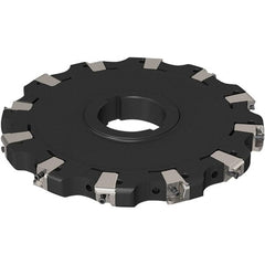 Seco - Arbor Hole Connection, 0.669" Cutting Width, 2-1/2" Depth of Cut, 200mm Cutter Diam, 50mm Hole Diam, 6 Tooth Indexable Slotting Cutter - R335.25 Toolholder, XNHQ 1407 Insert, Neutral Cutting Direction - Exact Tooling