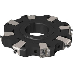 Seco - Arbor Hole Connection, 0.669" Cutting Width, 32.9mm Depth of Cut, 125mm Cutter Diam, 40mm Hole Diam, 4 Tooth Indexable Slotting Cutter - R335.25 Toolholder, XNHQ 1407 Insert, Neutral Cutting Direction - Exact Tooling