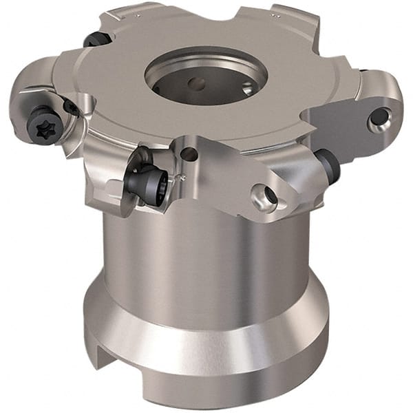 Seco - Shell Mount Connection, 0.472" Cutting Width, 15mm Depth of Cut, 63mm Cutter Diam, 22mm Hole Diam, 3 Tooth Indexable Slotting Cutter - R335.29 Toolholder, RP.. 1204 Insert, Right Hand Cutting Direction - Exact Tooling