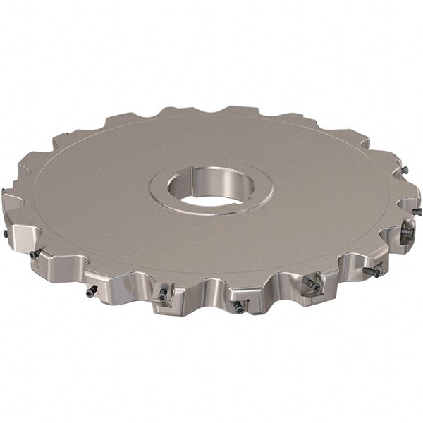 Seco - Arbor Hole Connection, 0.787" Cutting Width, 88.45mm Depth of Cut, 250mm Cutter Diam, 50mm Hole Diam, 9 Tooth Indexable Slotting Cutter - R335.25 Toolholder, XNHQ 12 Insert, Neutral Cutting Direction - Exact Tooling