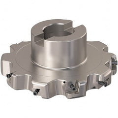 Seco - Shell Mount Connection, 0.787" Cutting Width, 32.81mm Depth of Cut, 125mm Cutter Diam, 32mm Hole Diam, 5 Tooth Indexable Slotting Cutter - R335.25 Toolholder, XNHQ 12 Insert, Right Hand Cutting Direction - Exact Tooling