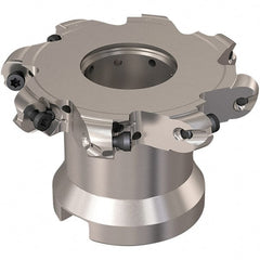 Seco - Shell Mount Connection, 0.472" Cutting Width, 20mm Depth of Cut, 80mm Cutter Diam, 27mm Hole Diam, 4 Tooth Indexable Slotting Cutter - R335.29 Toolholder, RP.. 1204 Insert, Right Hand Cutting Direction - Exact Tooling