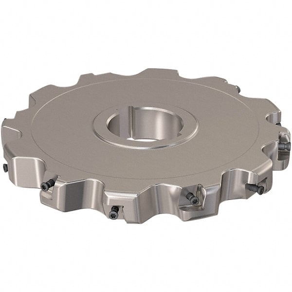 Seco - Arbor Hole Connection, 0.787" Cutting Width, 51.45mm Depth of Cut, 160mm Cutter Diam, 40mm Hole Diam, 6 Tooth Indexable Slotting Cutter - R335.25 Toolholder, XNHQ 12 Insert, Neutral Cutting Direction - Exact Tooling