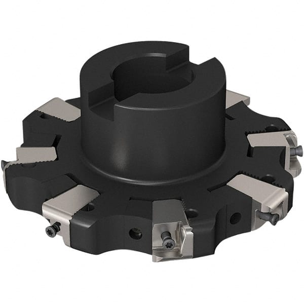 Seco - Shell Mount Connection, 0.669" Cutting Width, 32.32mm Depth of Cut, 125mm Cutter Diam, 32mm Hole Diam, 4 Tooth Indexable Slotting Cutter - R335.25 Toolholder, XNHQ 1407 Insert, Right Hand Cutting Direction - Exact Tooling