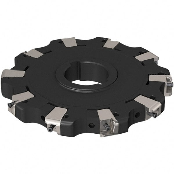 Seco - Arbor Hole Connection, 0.669" Cutting Width, 50.5mm Depth of Cut, 160mm Cutter Diam, 40mm Hole Diam, 5 Tooth Indexable Slotting Cutter - R335.25 Toolholder, XNHQ 1407 Insert, Neutral Cutting Direction - Exact Tooling