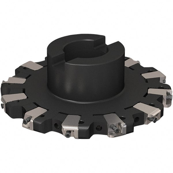 Seco - Shell Mount Connection, 17/32" Cutting Width, 43.82mm Depth of Cut, 160mm Cutter Diam, 40mm Hole Diam, 6 Tooth Indexable Slotting Cutter - R335.25 Toolholder, XNHQ 1407 Insert, Right Hand Cutting Direction - Exact Tooling