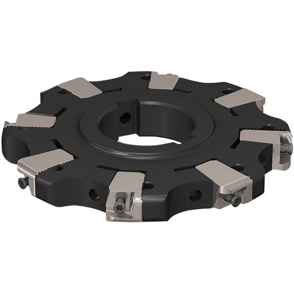 Seco - Arbor Hole Connection, 17/32" Cutting Width, 32.92mm Depth of Cut, 125mm Cutter Diam, 40mm Hole Diam, 4 Tooth Indexable Slotting Cutter - R335.25 Toolholder, XNHQ 1407 Insert, Neutral Cutting Direction - Exact Tooling