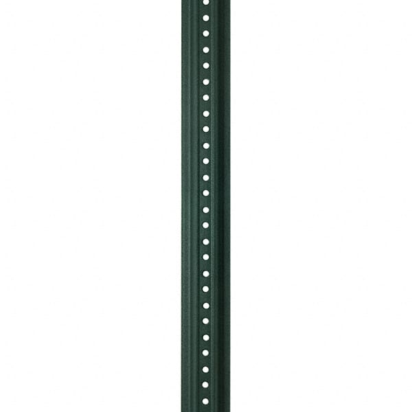 Nucor - 7' High, Powder Coated Traffic Sign Post - Steel, 3/8" Hole Diam, Green - Exact Tooling