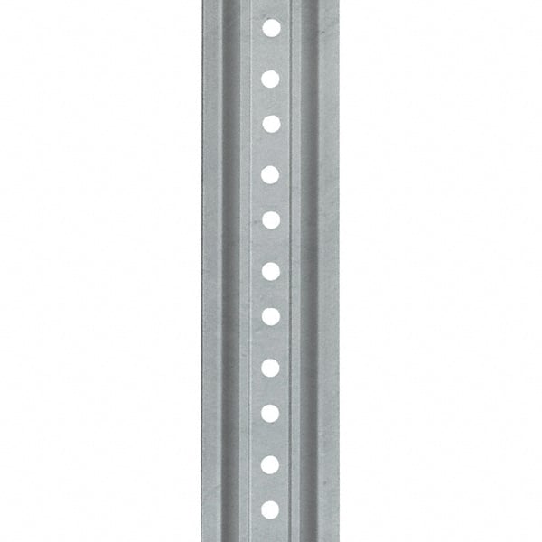 Nucor - 6' High, Galvanized Traffic Sign Post - Steel, 3/8" Hole Diam, Silver - Exact Tooling