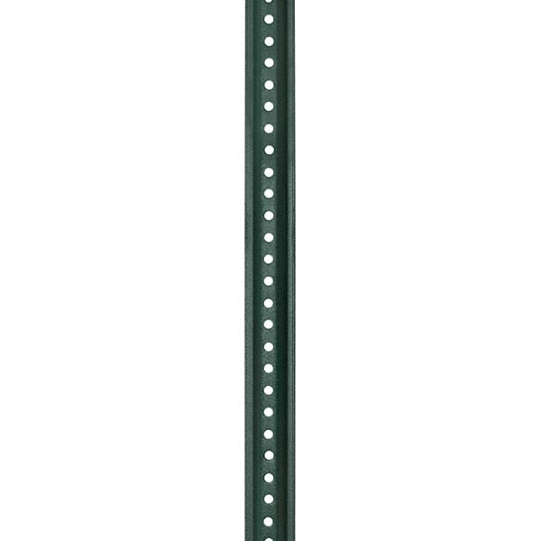 Nucor - 7' High, Powder Coated Traffic Sign Post - Steel, 3/8" Hole Diam, Green - Exact Tooling