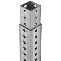 TAPCO - 3' High, Galvanized Traffic Sign Post Base - Steel, 7/16" Hole Diam, Silver - Exact Tooling