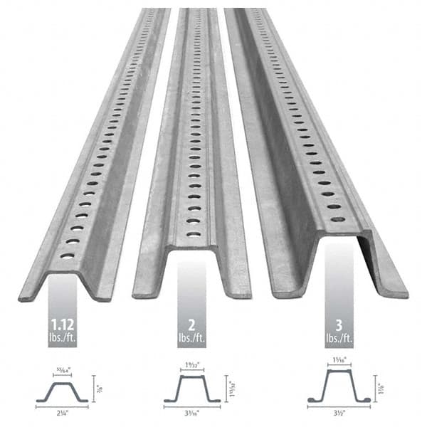 Nucor - 10' High, Galvanized Traffic Sign Post - Steel, 3/8" Hole Diam, Silver - Exact Tooling