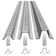 Nucor - 10' High, Galvanized Traffic Sign Post - Steel, 3/8" Hole Diam, Silver - Exact Tooling