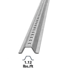 Nucor - 7' High, Galvanized Traffic Sign Post - Steel, 3/8" Hole Diam, Silver - Exact Tooling