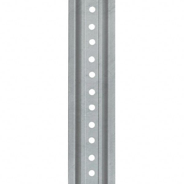 Nucor - 8' High, Galvanized Traffic Sign Post - Steel, 3/8" Hole Diam, Silver - Exact Tooling