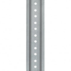 Nucor - 8' High, Galvanized Traffic Sign Post - Steel, 3/8" Hole Diam, Silver - Exact Tooling