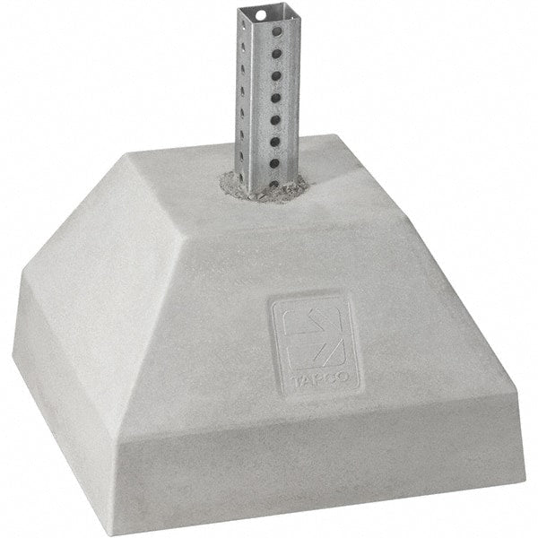 TAPCO - 2' High, Galvanized Traffic Sign Post Base - Steel/Concrete, Compatible with 30" High x 30" Wide Signs, 7/16" Hole Diam, Silver & Gray - Exact Tooling
