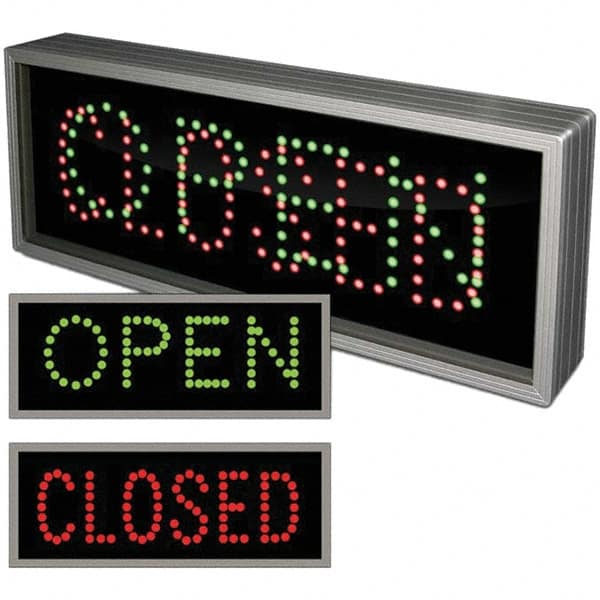 TAPCO - "Open/Closed", 7" Wide x 18" High, Aluminum Signal - Red/Green/Black, Rectangle, Wall Mount - Exact Tooling