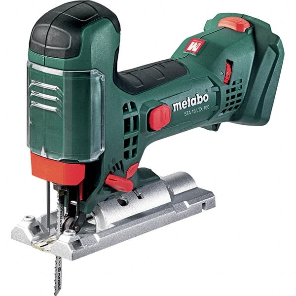 Metabo - 18 Volt, 550 to 2,800 SPM, 13/16" Stroke Length, Lithium-Ion Cordless Jigsaw - 45° Cutting Angle, Series 18V LiHD - Exact Tooling