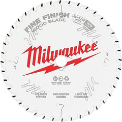 Milwaukee Tool - 6-1/2" Diam, 5/8" Arbor Hole Diam, 40 Tooth Wet & Dry Cut Saw Blade - Tungsten Carbide-Tipped, Fine Finish Action, Standard Round Arbor - Exact Tooling