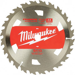 Milwaukee Tool - 7-1/4" Diam, 5/8" Arbor Hole Diam, 24 Tooth Wet & Dry Cut Saw Blade - Tungsten Carbide-Tipped, Framing Action, Standard Round Arbor - Exact Tooling