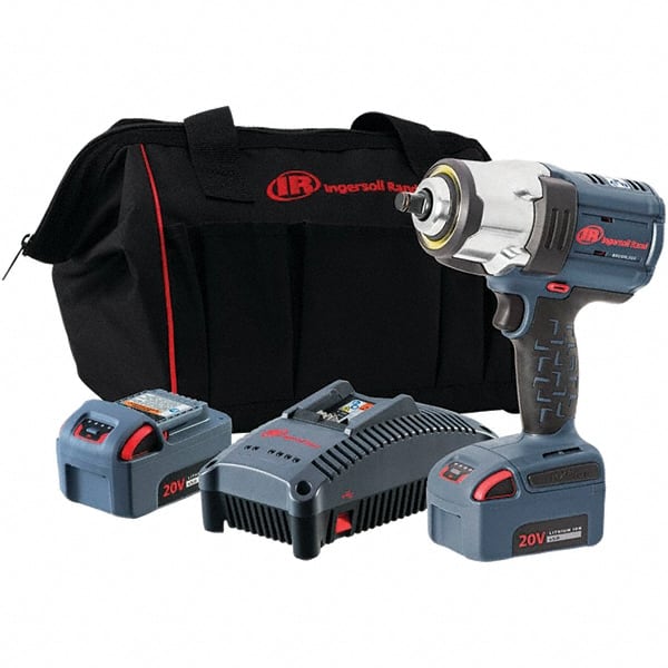 Ingersoll-Rand - 1/2" Drive 20 Volt Pistol Grip Cordless Impact Wrench & Ratchet - 0 to 1,900 RPM, 0 to 2,450 BPM, 1,500 Ft/Lb Torque, 2 Lithium-Ion Batteries - Exact Tooling