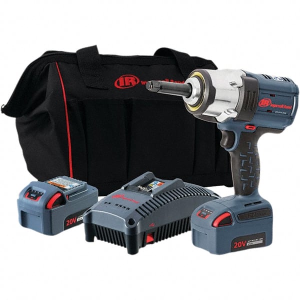 Ingersoll-Rand - 1/2" Drive 20 Volt Pistol Grip Cordless Impact Wrench & Ratchet - 0 to 1,900 RPM, 0 to 2,450 BPM, 1,500 Ft/Lb Torque, 2 Lithium-Ion Batteries - Exact Tooling