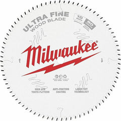 Milwaukee Tool - 10" Diam, 5/8" Arbor Hole Diam, 80 Tooth Wet & Dry Cut Saw Blade - Tungsten Carbide-Tipped, Fine Finish Action, Standard Round Arbor - Exact Tooling