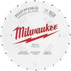 Milwaukee Tool - 10" Diam, 5/8" Arbor Hole Diam, 24 Tooth Wet & Dry Cut Saw Blade - Tungsten Carbide-Tipped, Ripping Action, Standard Round Arbor - Exact Tooling