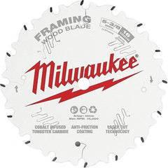 Milwaukee Tool - 5-3/8" Diam, 10mm Arbor Hole Diam, 16 Tooth Wet & Dry Cut Saw Blade - Tungsten Carbide-Tipped, Framing Action, Standard Round Arbor - Exact Tooling