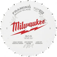 Milwaukee Tool - 8-1/4" Diam, 5/8" Arbor Hole Diam, 24 Tooth Wet & Dry Cut Saw Blade - Tungsten Carbide-Tipped, Framing Action, Standard Round Arbor - Exact Tooling