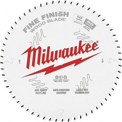 Milwaukee Tool - 10" Diam, 5/8" Arbor Hole Diam, 60 Tooth Wet & Dry Cut Saw Blade - Tungsten Carbide-Tipped, Fine Finish Action, Standard Round Arbor - Exact Tooling
