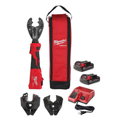 Milwaukee Tool - 12,000 Lb Force, 8 AWG to 600 kcmil Capacity, Power Crimper Kit - Exact Tooling