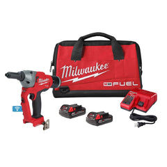 Milwaukee Tool - Cordless Riveters; Fastener Type: Cordless Electric Riveter ; Closed End Rivet Capacity: 9/32" ; Includes Items: 1/4" Blind Rivet Tool w/ONE-KEY? Bare Tool?(2660-20), 1/4" Blind Rivet Tool w/ ONE-KEY? Retention Nose Piece 4-Pack?(49-16-2 - Exact Tooling